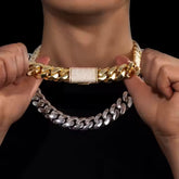 8mm-18mm 925S & VVS Moissanite Box Clasp Stainless Steel Cuban Chain